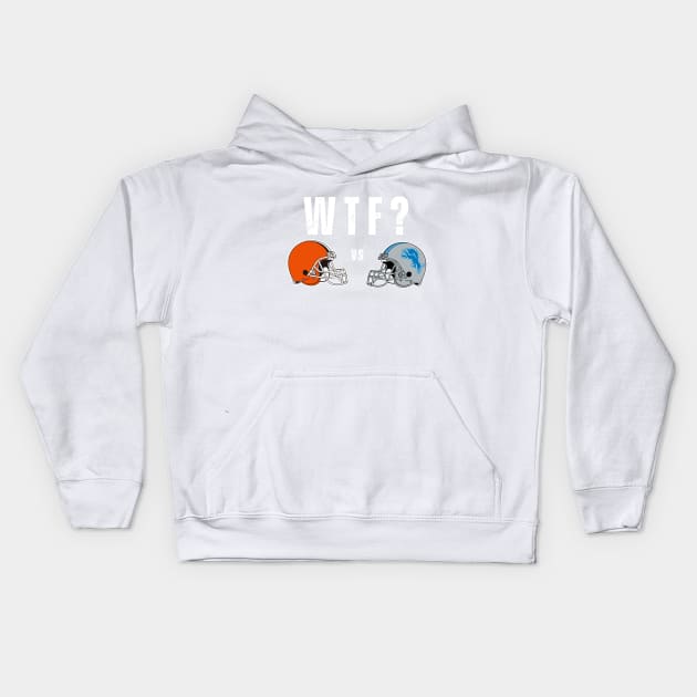 Cleveland Browns vs Detroit Lions WTF Funny Football Kids Hoodie by Little Duck Designs